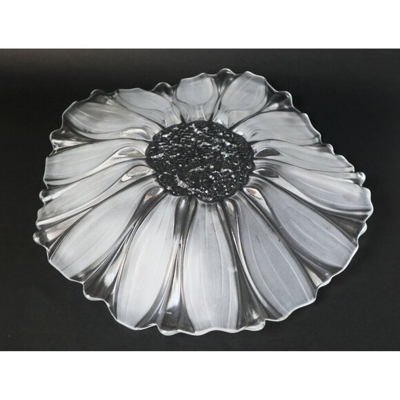 Vintage Mikasa Sunflower Frosted Art Glass Platter Fruit Bowl Centerpiece - Picture 3 of 4